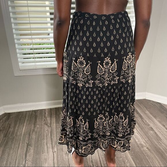 Lauren Ralph Lauren Floral Maxi Fare Skirt Paisley Elastic Waist Cotton Sz.MP - Picture 7 of 16